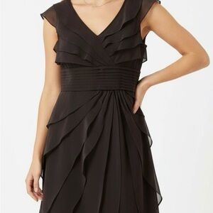 Elegant Black Ruffled Dress. Size 12.